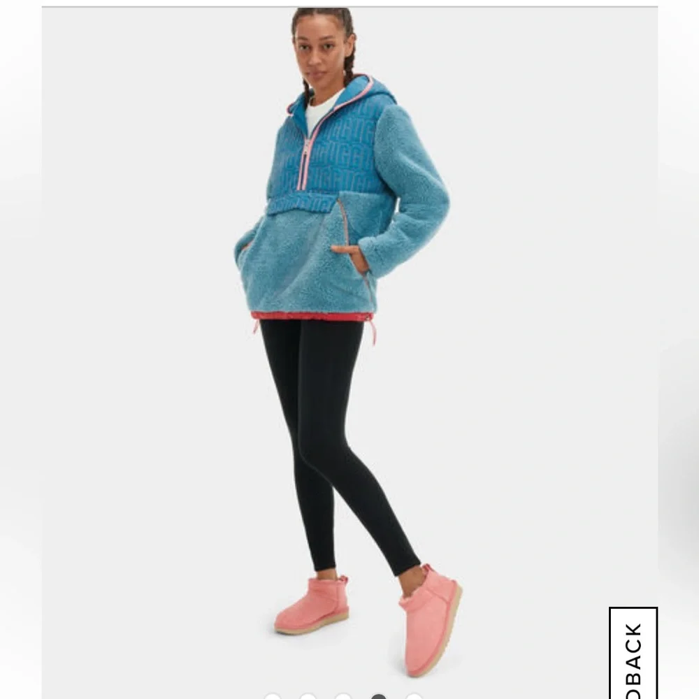 NWT UGG Iggy Sherpa Half Zip Pullover - Picture 4 of 6
